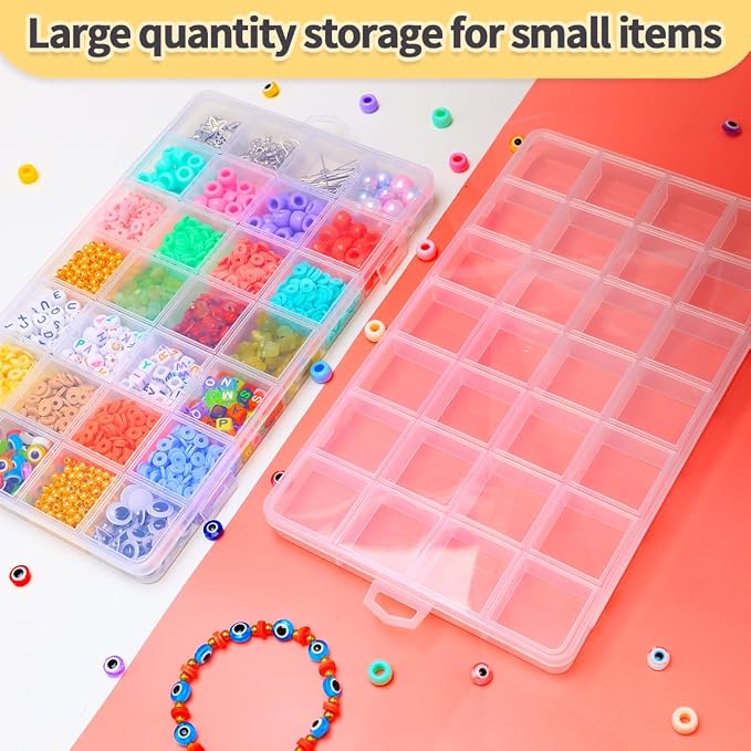 IOOLEEM 28 Grids Plastic Bead Organizer Box, Organizer Container Storage Box - Image 4
