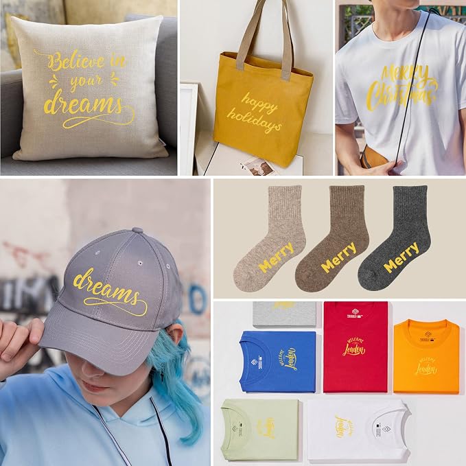 Heat Transfer Vinyl Bundle: 16 Pack 12" x 10" Yellow Heat Transfer Vinyl T-Shirt - Image 6