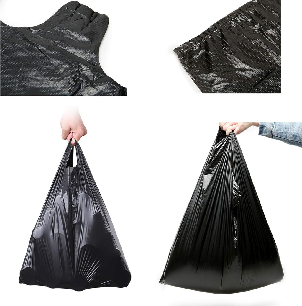 YYaaloa 100 pcs Black Trash Bags with Handles - 14x22 Super Thick 1.8mil Plastic Rubbish Bags for Office, Picnic, Kitchen, Bulk Use