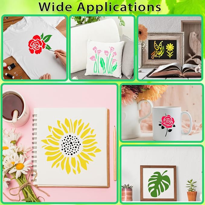 80 Pcs 3 x 3 Inch Stencils for Painting on Wood, Reusable Flower Butterfly Bird - Image 5