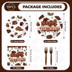 96 Pcs Chocolate Birthday Party Decoration Sweet Chocolate Plates and Napkins - Image 2