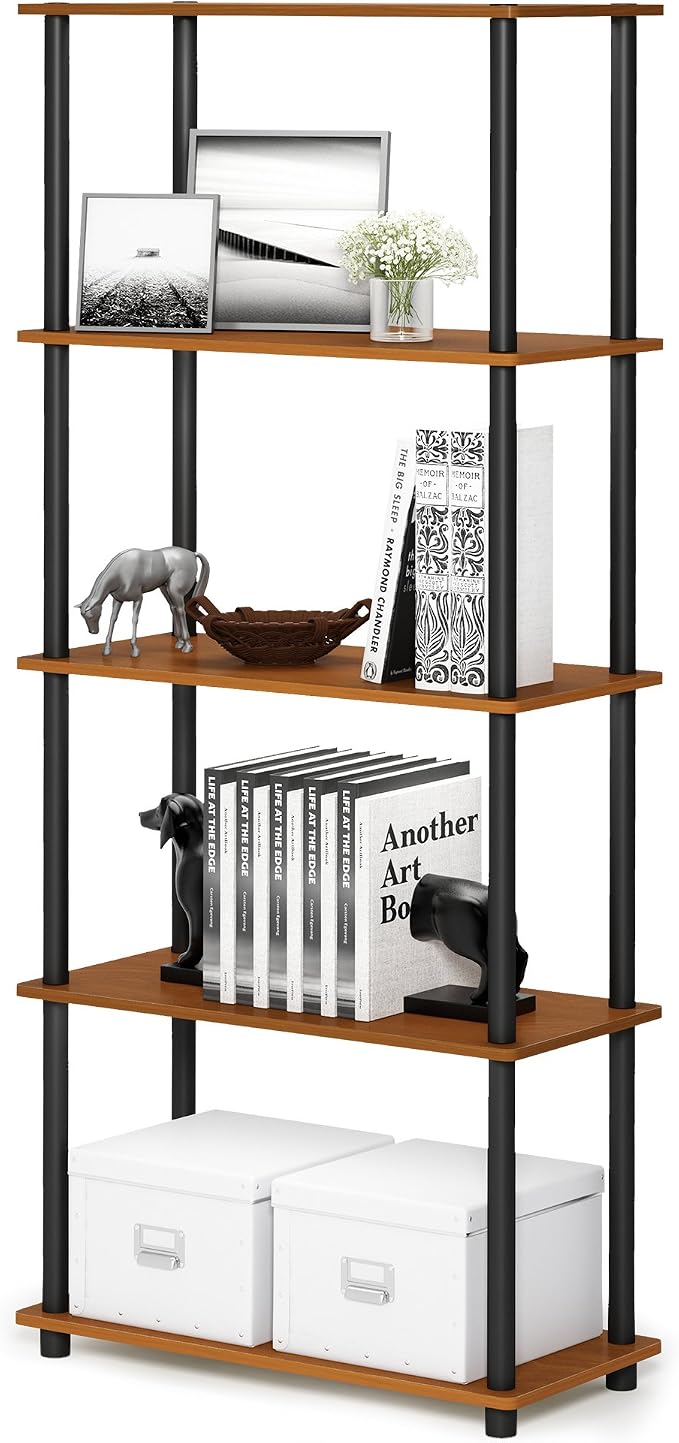 Furinno TURN-N-TUBE Storage Shelves, 5-Tier Book Shelf, Corner Shelf, Toolless - Image 5