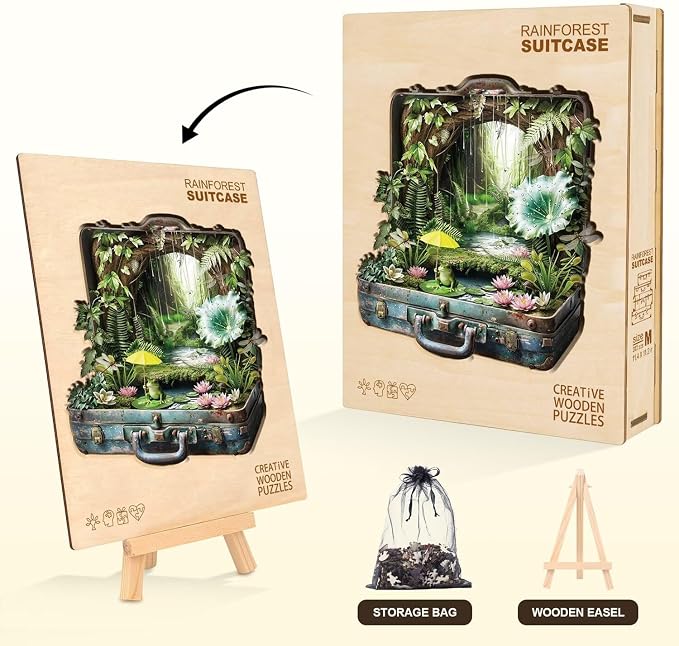 Fantasy Forest Adult Puzzles Suitcase Garden Nature Rain Forest Landscape Water - Image 5