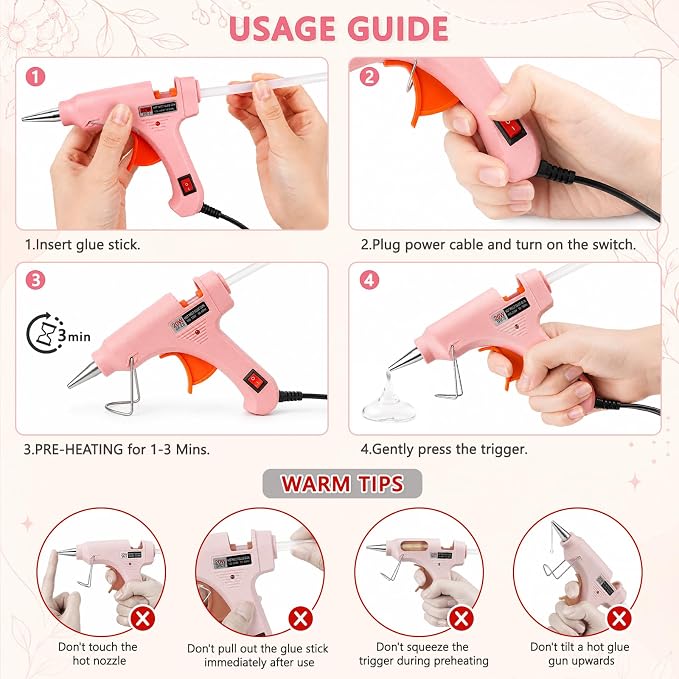 Mini Hot Glue Gun Kit with 30 Glue Sticks, 20W Fast Preheating Hot Glue Gun And - Image 3