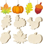 36PCS Wooden Fall Ornaments to Paint Thanksgiving Decorations, 6 Styles DIY by Sophena