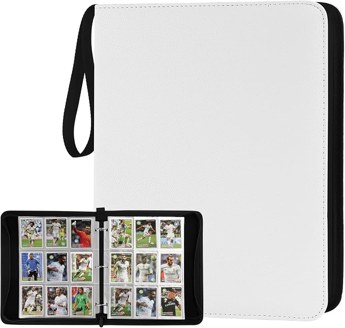 GERMUN 3 Ring 9 Pocket Zipper Card Binder, 720 Double Sided Standard PU Trading by GERMUN