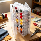 46 Grids Sewing Organizer, Double Sided Thread Box Storage, Portable Clear - Image 7