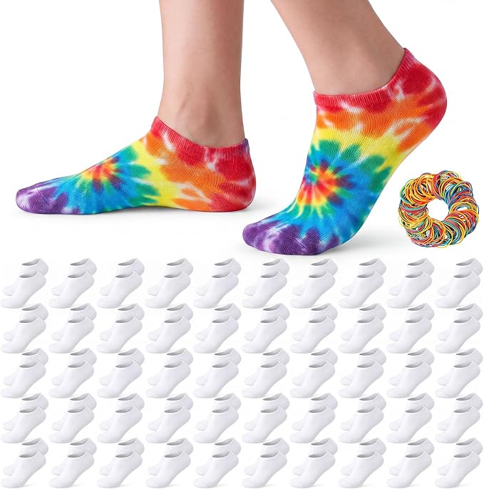 Syhood White Cotton Crew Socks for Tie dye Party Casual Soft Cushion Novelty by Syhood