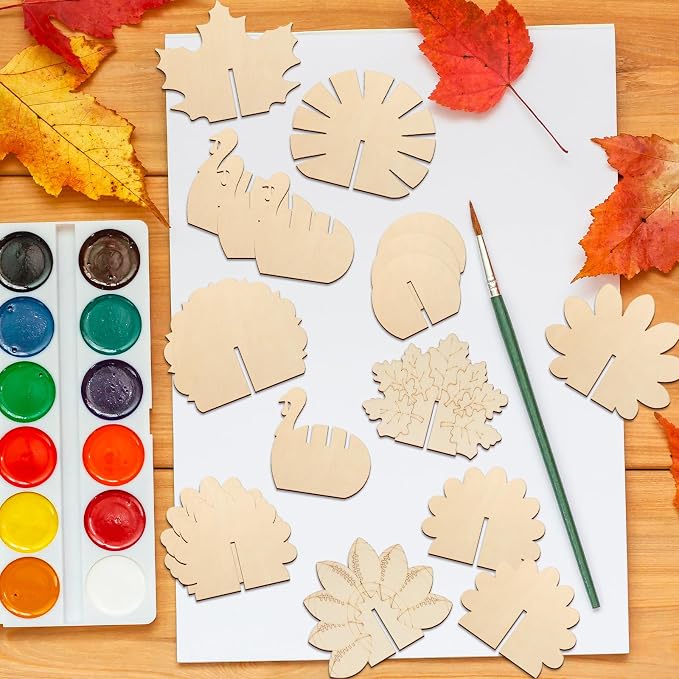 COCHIE DIY 3D Turkey Thanksgiving Wood Crafts to Paint, Paintable Unfinished - Image 7