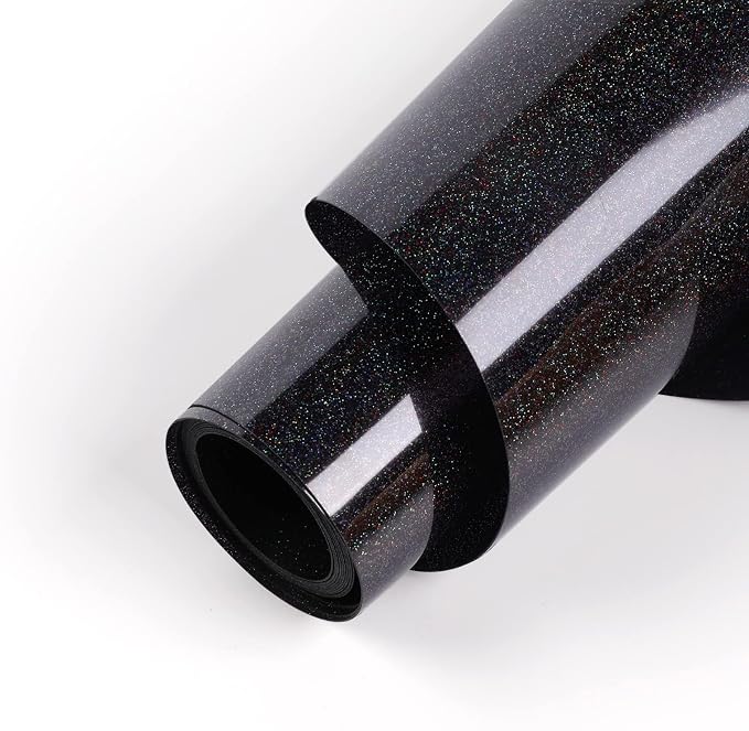 HTVRONT Black Glitter Heat Transfer Vinyl, Iron on Vinyl by HTVRONT