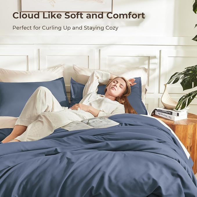 Litanika Comforters Bluish Grey Full Size, 3 Pieces Lightweight Solid Bedding - Image 2