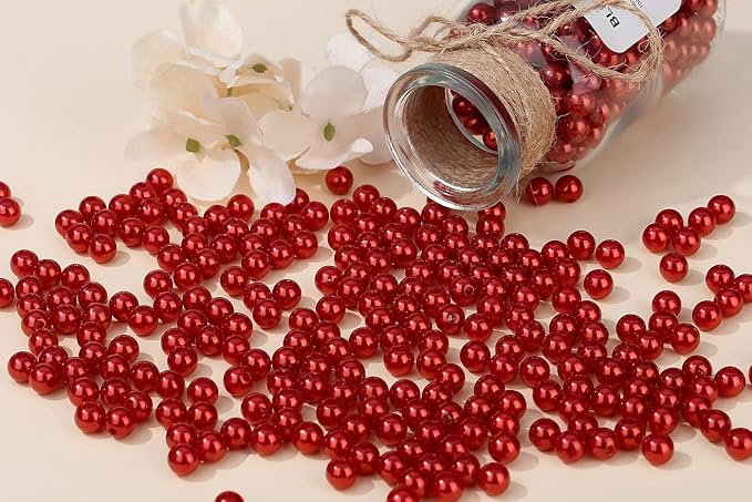 DUQGUHO Red Pearl Beads for Crafts 8mm Plastic Pearl Beads - Image 3