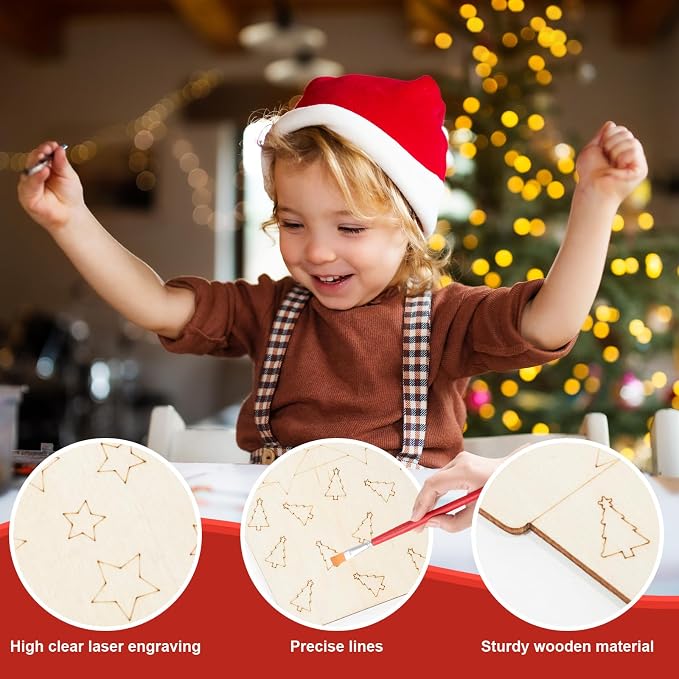COCHIE Wooden Christmas Ornaments to Paint - Image 3