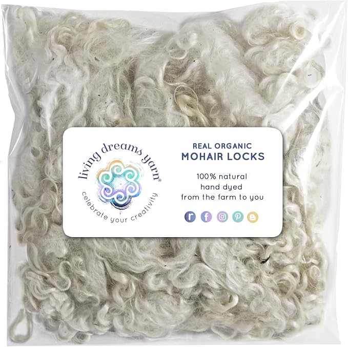 REAL MOHAIR LOCKS. Organic Natural White Wool Fiber by LivingDreamsYarn