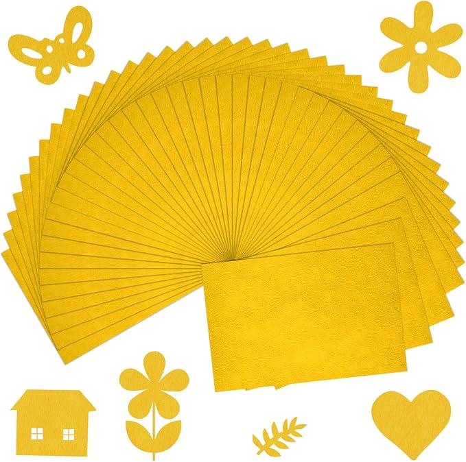 40 Pcs Yellow Soft Felt Fabric Sheet 8" x 12" Assorted Color Felt Fabric Sheets by Bringsparkletoeverydaylife