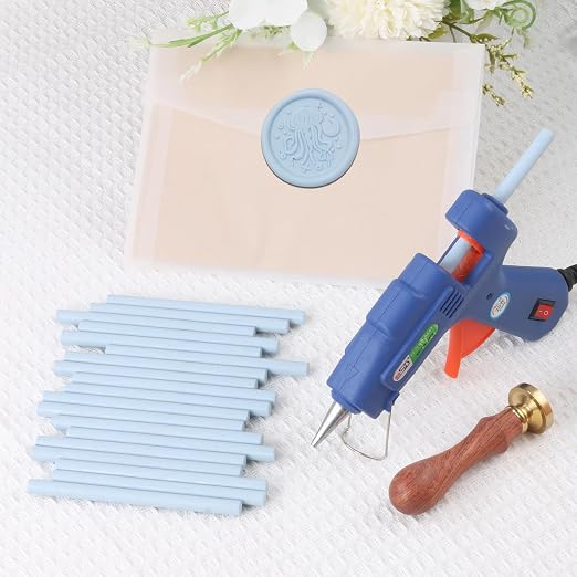 Pale Blue Sealing Wax Sticks, WASOHLING 20Pcs Glue Gun Wax Seal Sticks - Image 2