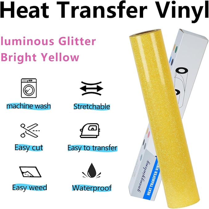 guangyintong Heat Transfer Vinyl Glow Glitter HTV Rolls, Glitter HTV Vinyl - Image 4