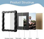 6x6 Picture Frame with Mat for 4x4, Wavy Edge Wooden Real Glass Photo Frame for - Image 5