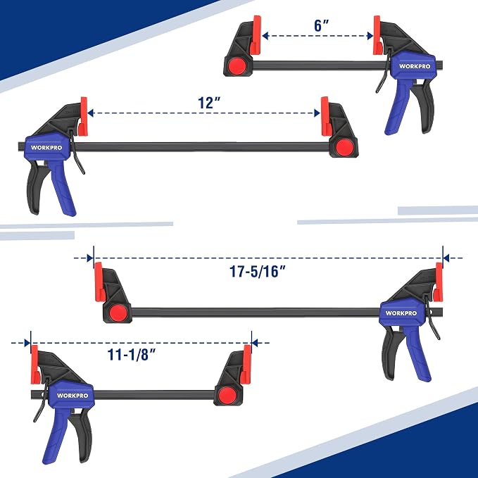 WORKPRO Bar Clamps for Woodworking, 6-Inch and 12-Inch Wood Clamps Set - Image 6