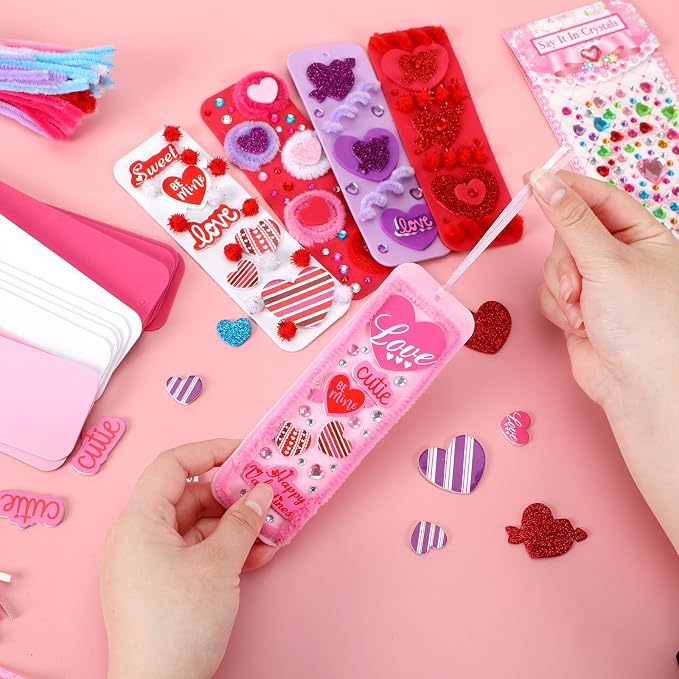 JULBEAR 36 Packs Valentine Foam DIY Bookmarks Craft Kit - Image 3