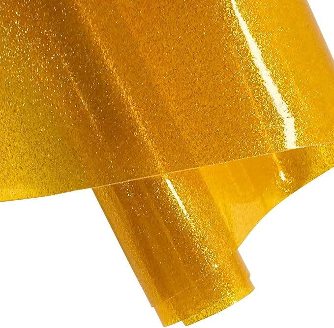 ONEART | Mango Yellow Transparent Glitter Vinyl Roll, 0.7 mm Solid Clear PVC by ONEART