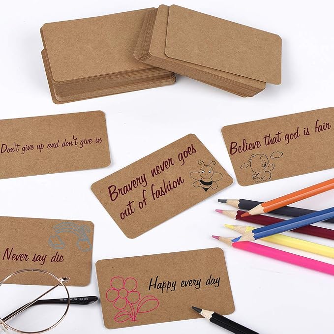 Nettbe 100pcs 3.54"x2" Blank Kraft Paper Business Card, Words Message Notes - Image 4