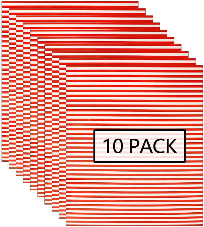 FUNKAKA Red Stripe Heat Transfer Vinyl HTV 10 Sheets 12" x 10" Iron on Vinyl by FUNKAKA