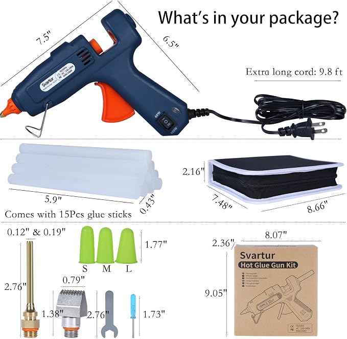 Full Size Hot Glue Gun with Case, 60W/100W/OFF Switch, 9.8ft Extra-long Power - Image 4