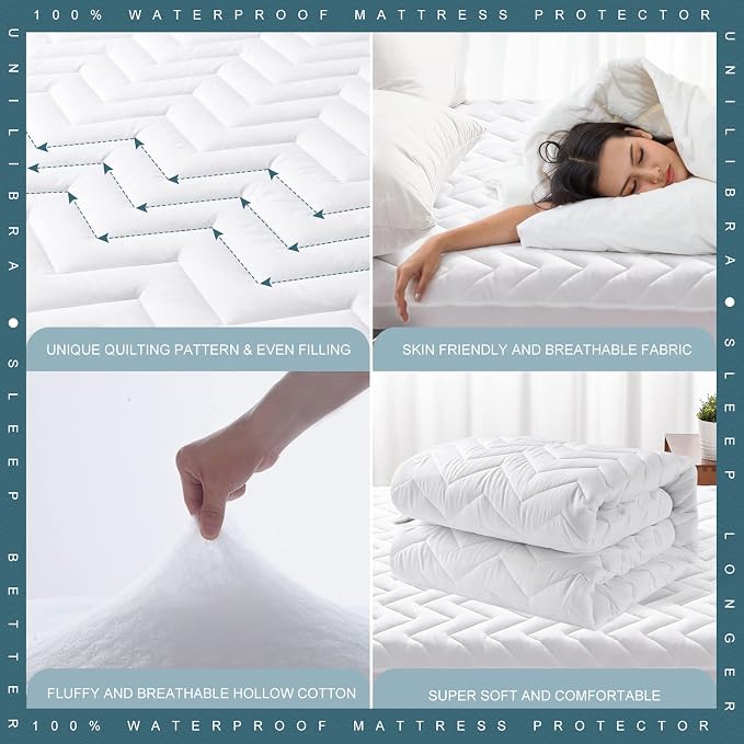 Queen Size Waterproof Mattress Protector Quilted, Breathable Ultra-Soft Filling - Image 4