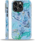 ZHEGAILIAN Case for iPhone 14 Pro, Ocean Stingray Turtle Seahorse Durable by Home