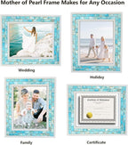 Beach Picture Frame 8x10 Blue, Mother of Pearl Picture Frame, Mosaic Glass Frame - Image 3