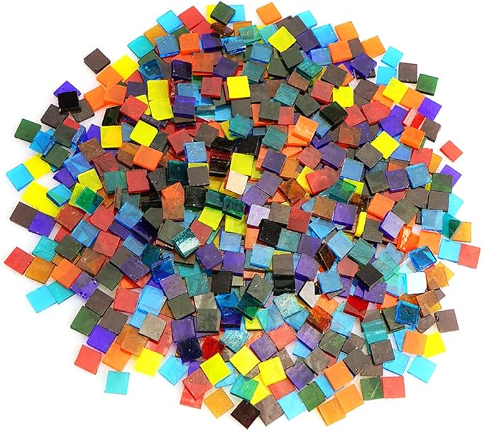 Lanyani Transparent Square Glass Mosaic Tiles Pieces Stained Glass by LanyaniArtGlassMosaics
