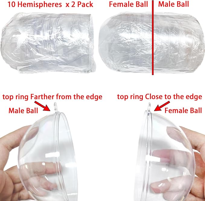 Jishi 10pk Clear Plastic Christmas Ornaments - Image 3