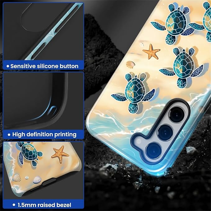for Samsung Galaxy S23 Case, Sea Turtle Beach Pattern Glossy 2 in 1 Shockproof - Image 4