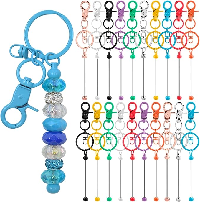 80 Pcs Beadable Keychains Bulk Kit – DIY Keychain Making Supplies by DNLEGULI