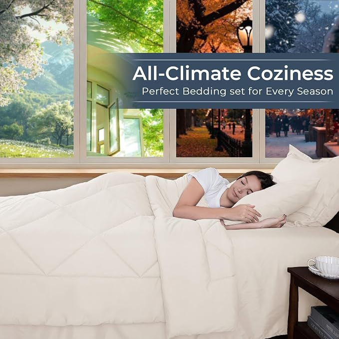 HEVUMYI Ivory Twin Comforter Set - Image 3