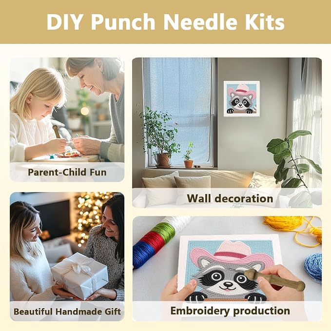 Doodlream Pink Hat Raccoon Needle Kit - Image 4