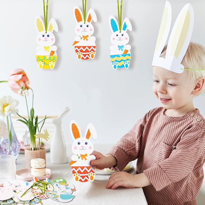 Fennoral 12 Pack Bunny Craft for Kids Make You Own Rabbit Foam Stickers - Image 2