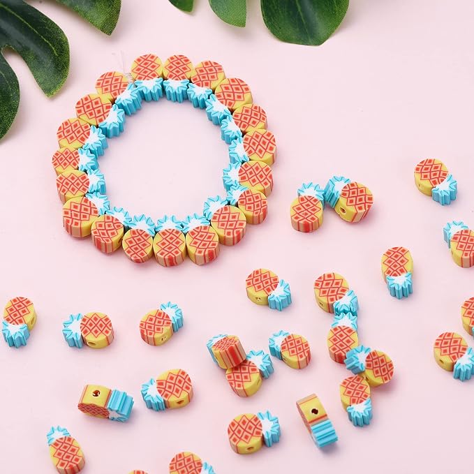 100pcs Pineapple Polymer Clay 10mm Spacer Beads - Image 4