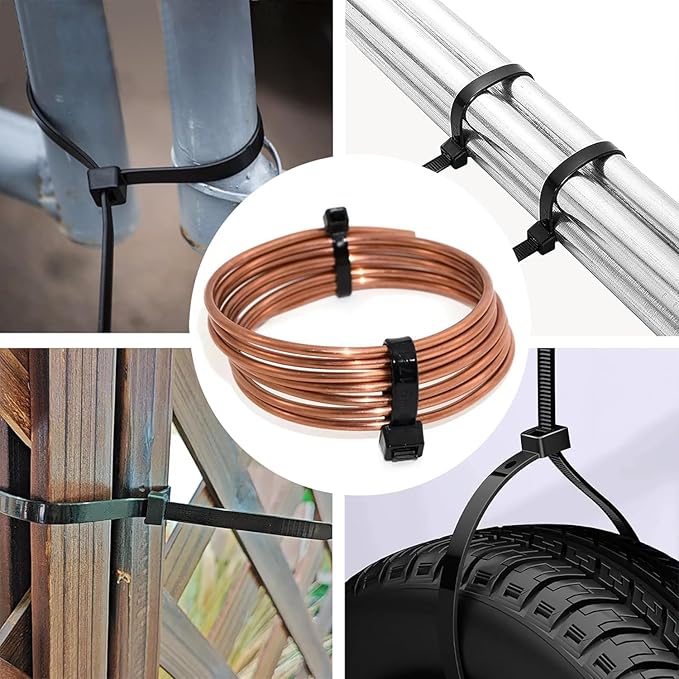 250lb Black Zip Ties Heavy Duty 12 Inch Outdoor, Extra Large Cable Tie Wraps - Image 3
