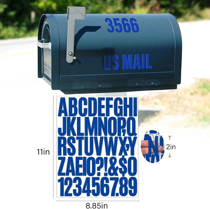 Letter Stickers, Mailbox Numbers, 2 Inch Waterproof Vinyl Alphabet | 2 Inch Blue - Image 2