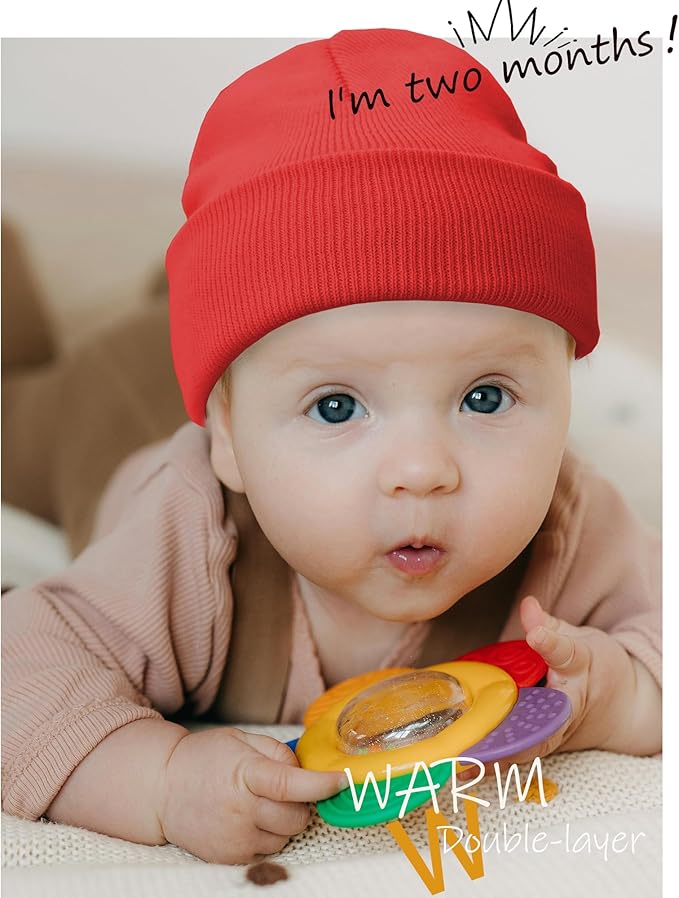 ROYBENS 100% Cotton Baby Beanie Cute Toddler Winter Hat Boys Girls Kids Soft Warm Knit Cuffed Caps Beanies for 0-8 Years