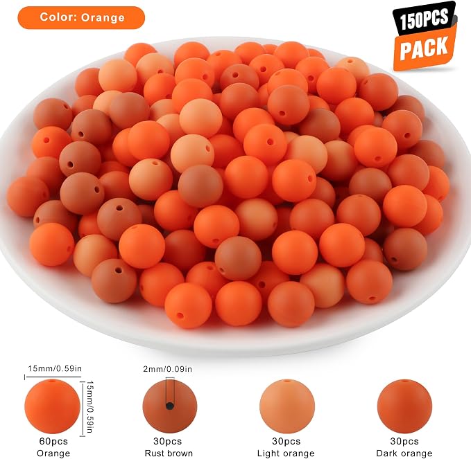 150Pcs Silicone Beads 15mm Mix Color, Bulk Silicone Beads 15mm - Image 2