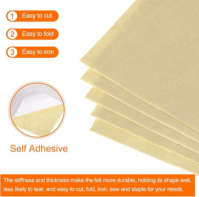 MECCANIXITY Adhesive Felt Sheets, Felt Fabric Crafts Back Adhesive Felt Sheets - Image 4