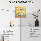 8x8 Picture Frame with Mat for 6x6, Wavy Edge Wooden Real Glass Photo Frame for - Image 2