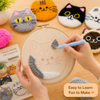 HGUANGJ Punch Needle Kit for Beginners Adults, Cat Coasters Kit - Image 3