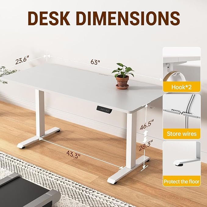 Veken 63×23.6 Inch Large Electric Standing Desk, Gaming Table, Suit students - Image 2