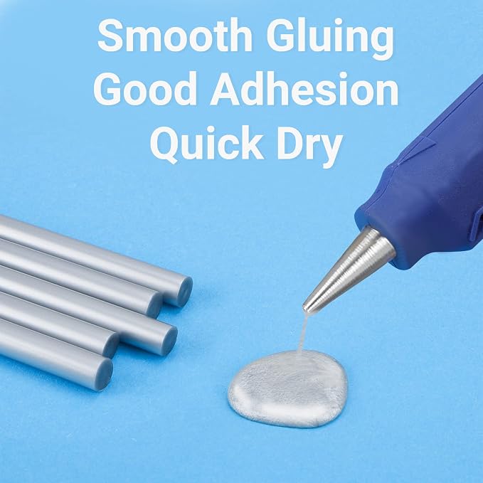 Metallic Silver Hot Glue Sticks Mini, Small Adhesive Glue Sticks - Image 3