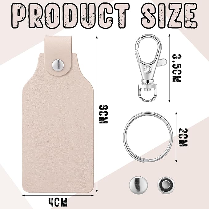 Landical 20 Pcs Leather Keychain Blank Craft Kit PU Leather Key Swivel Hook - Image 2