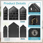 Ikee Design 3 Pcs Set Wall-Mounted House-Shaped Wooden Shadow Cubby Box Display - Image 3